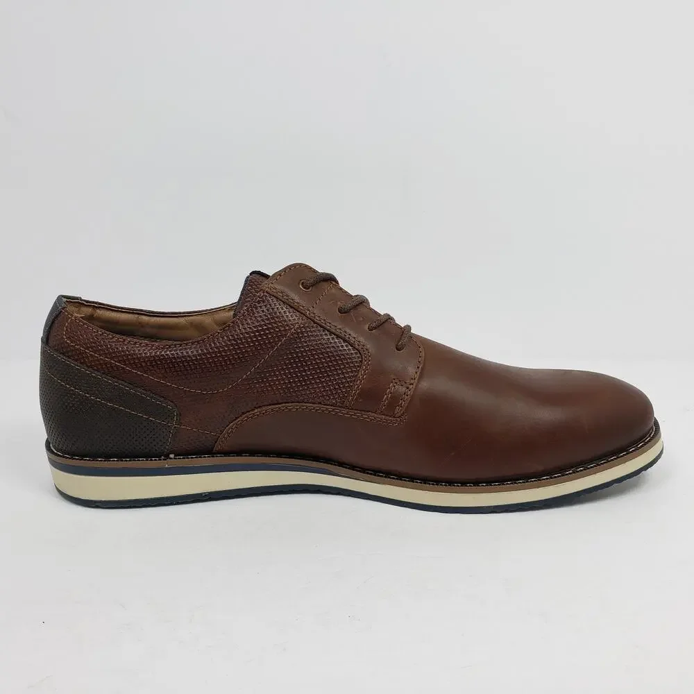 Nunn Bush Circuit Plain Toe Mens Size 12 W Brown Leather Comfort Oxford Shoes